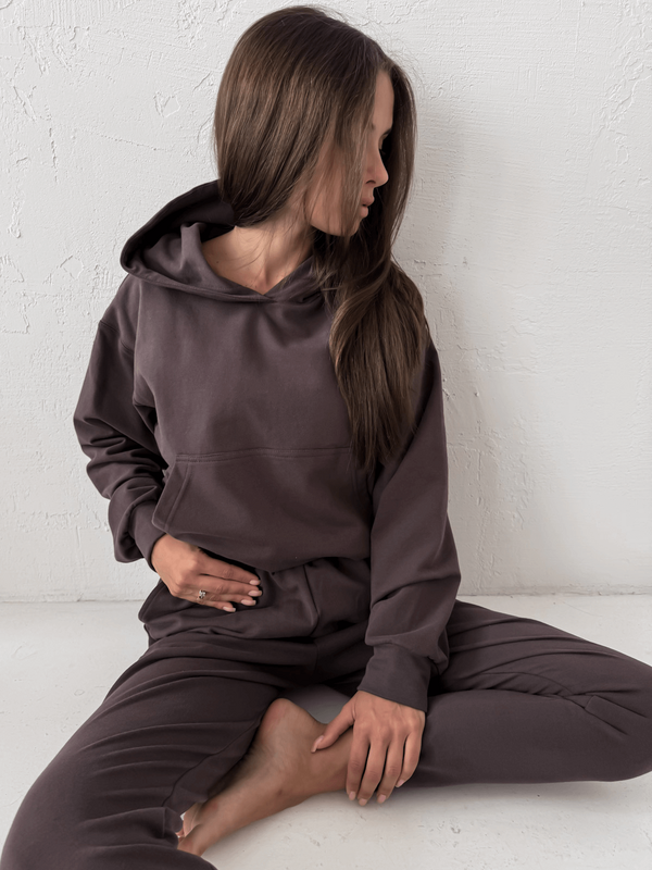 AURELIA - BAWEŁNIANA BLUZA Z KAPTUREM BRĄZ