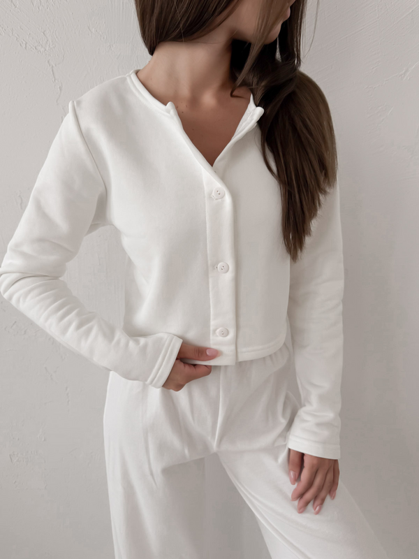 ZAIRA - BAWEŁNIANA BLUZA Z GUZIKAMI ECRU