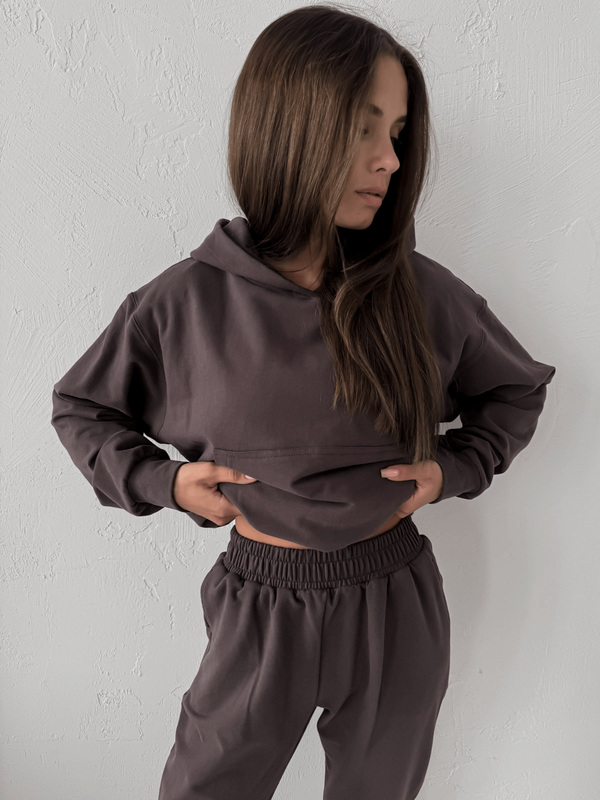 AURELIA - BAWEŁNIANA BLUZA Z KAPTUREM BRĄZ
