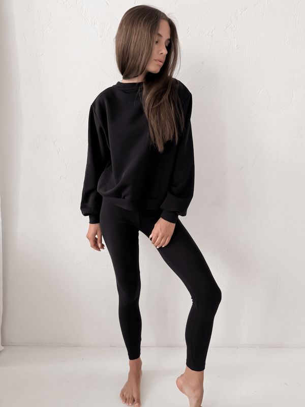 AURORA - BAWEŁNIANA BLUZA TYPU BASIC CZARNA