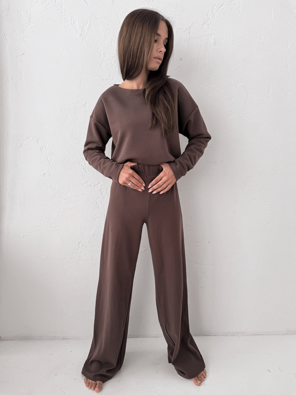 MELIA - BAWEŁNIANA KRÓTKA BLUZA CZEKOLADOWA